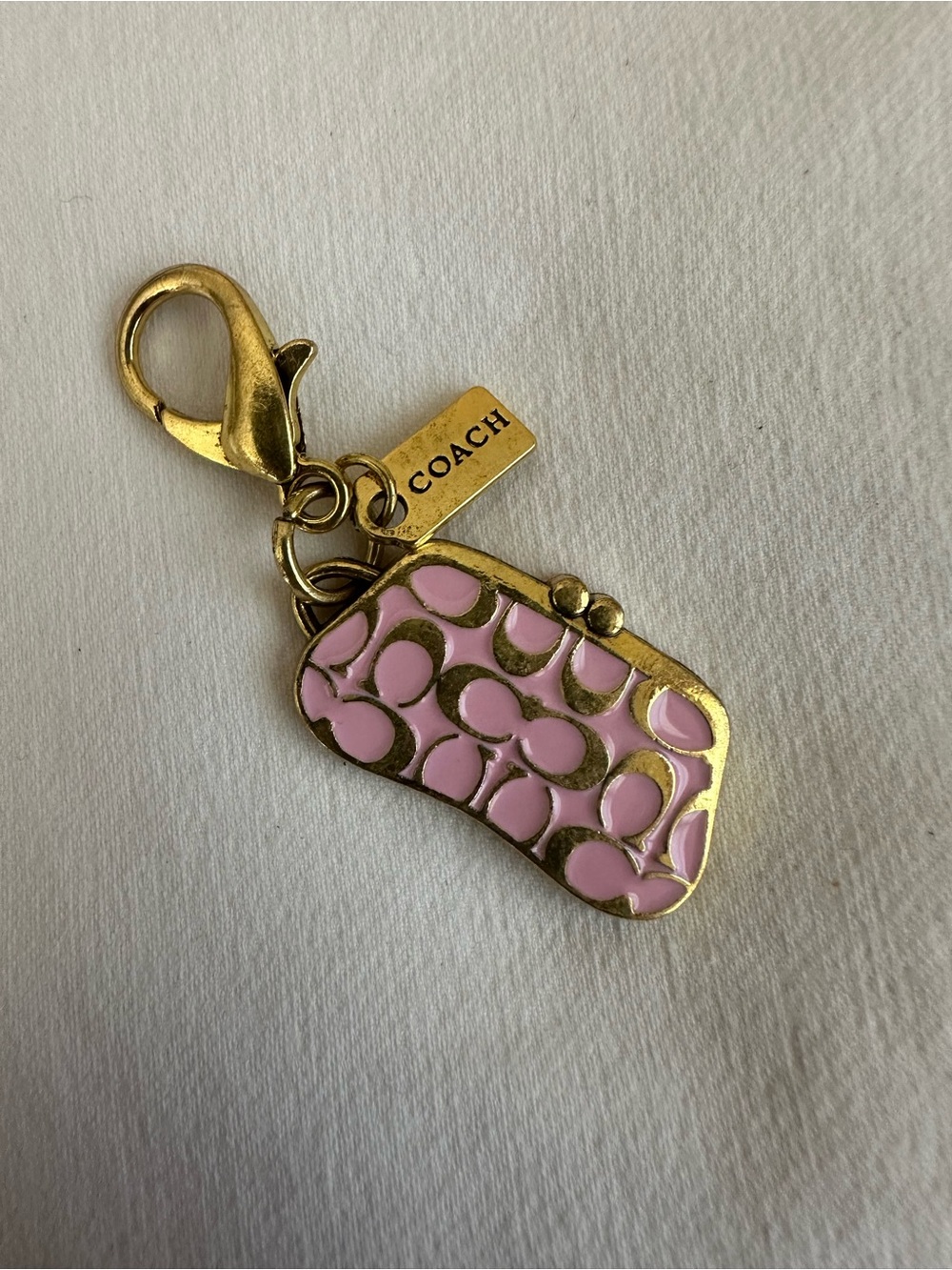 COACH Pink Enamel Signature Mini Charm